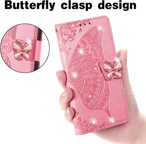 Vista 2 de CCSmall Para Xiaomi Redmi Note 11 4G Wallet Case, 3D Butterfly Flower PU Cuero con ranuras para tarjetas de crédito Titular Folio Teléfono Cubierta