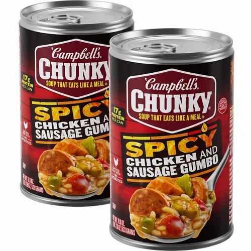Vista 10 de Sopa Campbell’s Chunky, guiso de pollo y salchicha gumbo, lata de 18.8 onzas líquidas