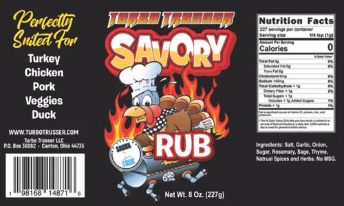Vista 2 de Turbo Trusser Savory Rub Para pavo, pollo, pato, cerdo y verduras Sabor audaz, aromático y perfectamente equilibrado Hecho en los Estados