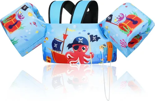 Vista 20 de Moko Banda de natación para niños de 20-30-50 libras, bonito chaleco de natación de dibujos animados para niños pequeños, flotadores de piscina