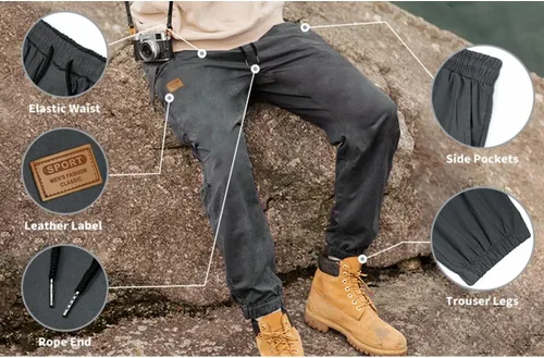 Vista 7 de LIUPMWE Pantalones deportivos casuales para hombre con bolsillos, pantalones de algodón para correr, pantalones de senderismo, pantalones cargo