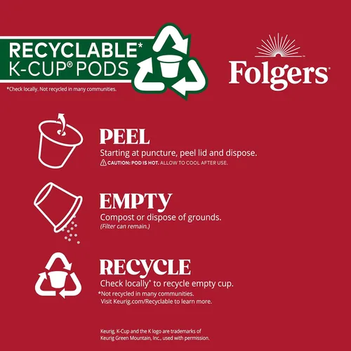 Vista 4 de Folgers Café con sabor artificial a caramelo mantecoso, cápsulas Keurig K-Cup, caja de 10