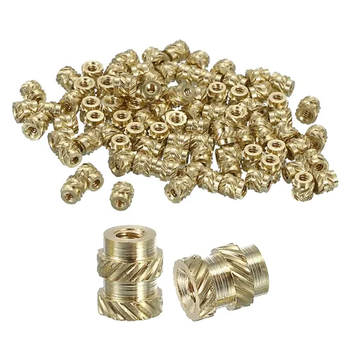 Vista 20 de uxcell Tuercas de inserción moleteadas, 100 piezas M1 x 1.5mm L x 2mm DE 3D Impresión de latón Tuercas de inserción roscadas hembras Insertos