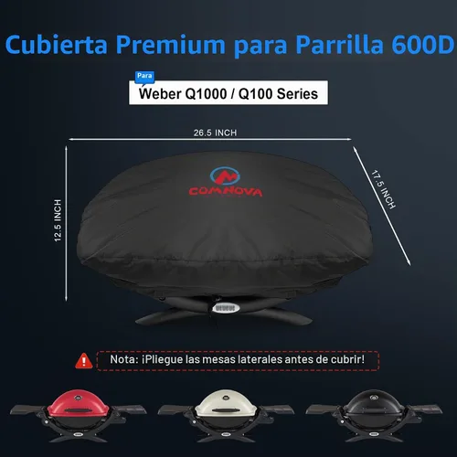 Vista 3 de Comnova Weber Q Series - Cubierta para parrilla – Resistente e impermeable, cubierta de barbacoa de 26.5 pulgadas para Q1000, Q1200, Q1400 Premium