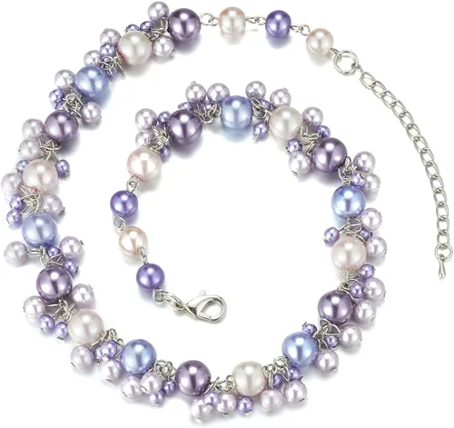 Vista 2 de Collar de perlas con cuentas, elegante gargantilla de perlas para mujer, joyería de moda, regalo de cumpleaños para mamá