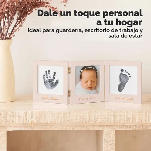 Vista 7 de Kit de huellas de manos y huellas para bebé sin tinta para recién nacido Rosa pétalo/Oro