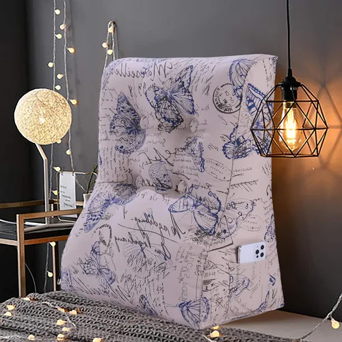 Vista 6 de Almohada de cuña para respaldo, almohada de respaldo impreso, almohada de lectura para dormir para sentarse en la cama, soporte de espalda, piernas