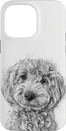 Vista 21 de iPhone 12/12 Pro Golden Doodle Retrato lindo perro ilustración caso de regalo