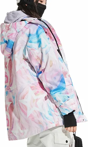 Vista 3 de VECTOR PRIME Chaqueta de esquí para mujer, resistente al viento, cálida, para invierno, snowboard, impermeable, con capucha, abrigo de nieve
