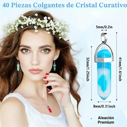 Vista 3 de ROADPLUM 40 piezas Colgantes de cristal curativos