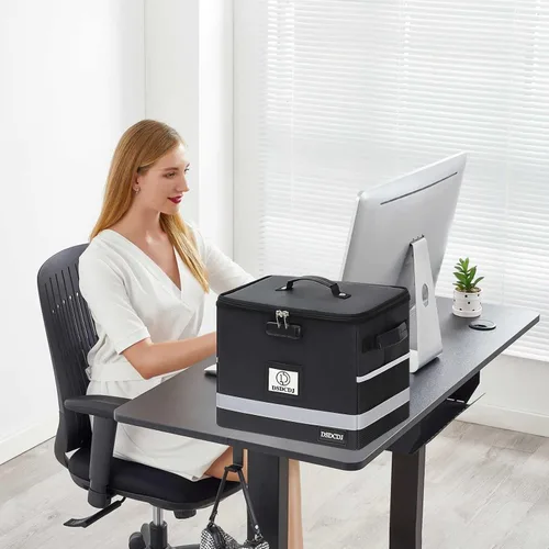 Vista 6 de Caja de documentos ignífuga, organizador de archivos ignífugo con cerradura, caja de archivos portátil con asa, archivador portátil para oficina