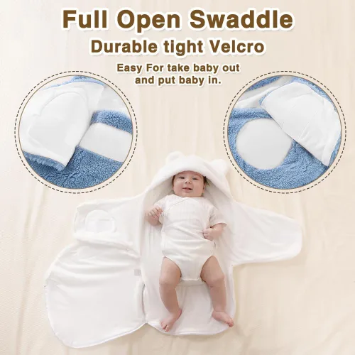 Vista 4 de AiWMGL Manta de Forro Polar para Bebé de Invierno 0-3 Meses Niños Niñas Envoltura Ajustable para Recién Nacido Suave y Cálida Saco de Dormir de Felpa