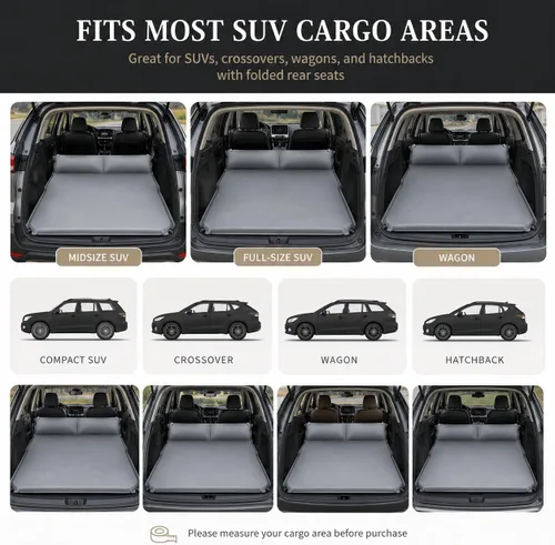 Vista 6 de SUV Air Mattress for Mazda CX-70, Inflatable Car Bed with Pillow, Soft Suede Travel Sleeping Pad for Car Camping,Grey