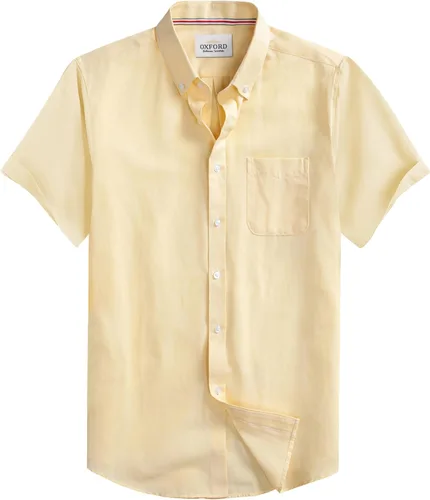 Vista 10 de Camisa Oxford para hombre de manga corta de ajuste normal, camisa casual con botones y bolsillo
