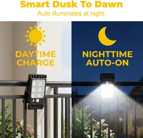 Vista 3 de Luz solar con clip con sensor de movimiento, luces USB con clip de carga solar 2026, luz LED recargable portátil multifuncional para campamento, luz