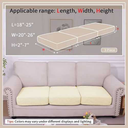 Vista 3 de hyha Fundas de cojín impermeables para sofá, fundas impermeables para sofá modular de 3 cojines para mascotas, funda elástica lavable con parte Beige