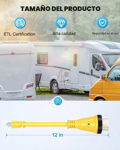 Vista 5 de Kohree Enchufe adaptador RV de 50 amperios a 15 amperios de 110 V, macho de 15 amperios a 50 amperios hembra, cable adaptador de corriente RV de 12