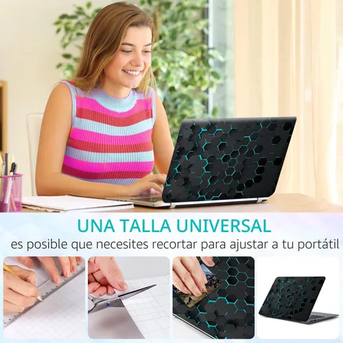 Vista 6 de Adhesivo para laptop de 12.1-15.6 pulgadas, calcomanía reutilizable universal de vinilo para laptop, protector de arte impermeable en color panal