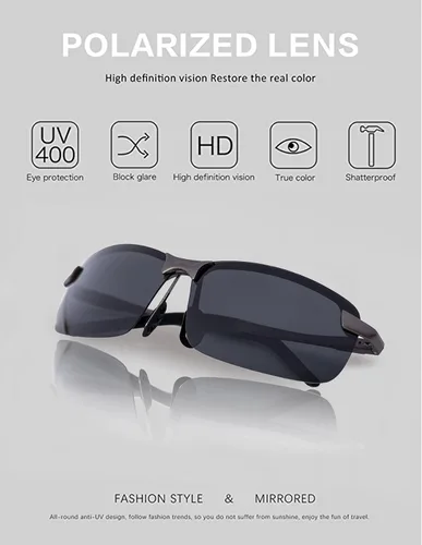 Vista 2 de MOORAY - Lentes de sol polarizados para hombre protección frente a radiación UV lentes de sol de moda para hombre para pesca
