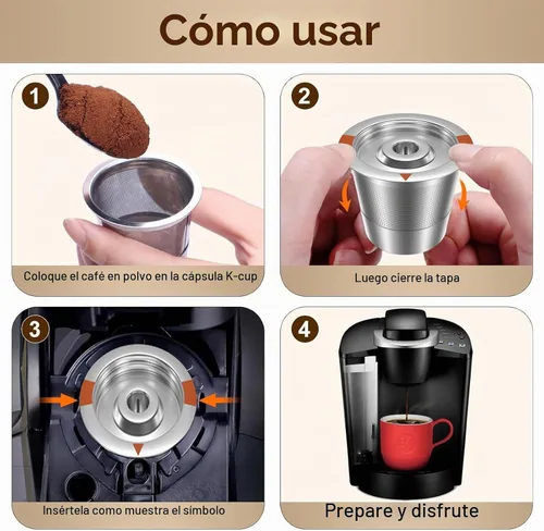 Vista 5 de Cápsulas de café reutilizables K Cups para Keurig: filtro de café K Cups recargables de acero inoxidable completo compatible con cafeteras 1.0 y 2.0