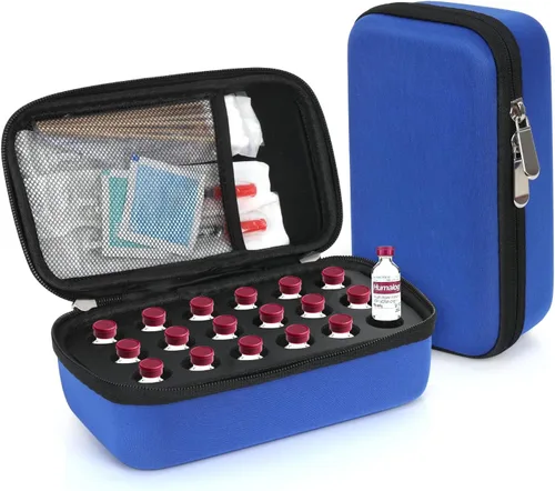 Vista 11 de LengKe Estuche de péptido de 18 ranuras para refrigerador, enfriador de insulina TravelCase para diabéticos estándar de 0.3 fl oz U-100 Viales, 0.3