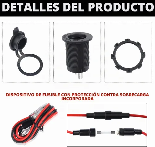Vista 3 de 2 piezas de enchufe para encendedor de cigarrillos de 12 V, enchufe para encendedor de cigarrillos impermeable de 12 V para cargador de coche