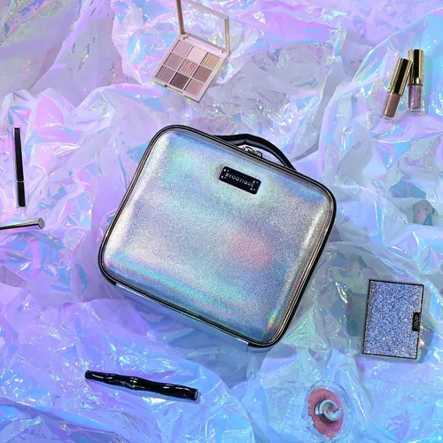 Vista 3 de BYOOTIQUE Bolsa de maquillaje de viaje para maquillaje, estuche de almacenamiento de cosméticos de 10 pulgadas, caja de almacenamiento portátil