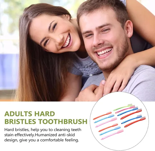 Vista 5 de HEALLILY Paquete de 12 cepillos de dientes Super Bristle para adultos, cerdas duras para eliminar eficazmente las manchas, cómodo mango