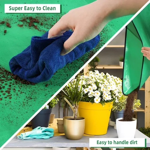 Vista 6 de HNXTYAOB 2 PCS Alfombrilla de Trasplante de 27" x 27" para Plantas de Interior y Control de Desorden, Bandeja para Macetas Engrosada e Impermeable