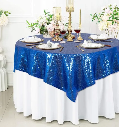 Vista 20 de ShinyBeauty Mantel de lentejuelas color azul bebé de 50 x 50 pulgadas, mantel cuadrado con purpurina azul claro, mantel de Acción de Gracias, 50 x