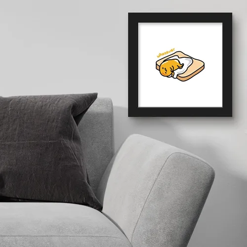 Vista 4 de Trends International Gallery Pops Gudetama - Póster de pared Whatever Wall Art, 12 x 12 pulgadas, versión enmarcada en negro Versión con marco negro