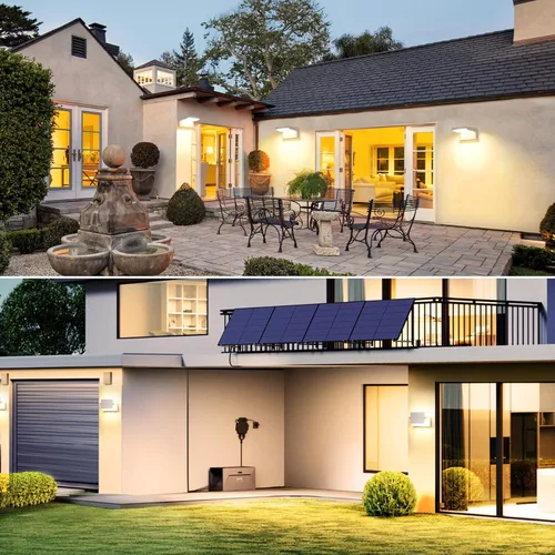 Vista 5 de 3Pack de luces de pared LED para exterior de 40W, luces de inundación blancas de 350° de rotación, lámpara de iluminación exterior comercial