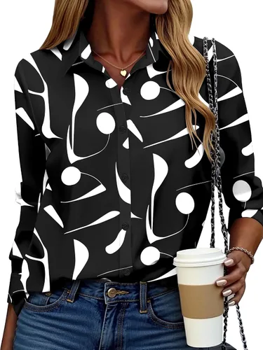 Vista 13 de ZEAGOO Camisa de manga larga con botones para mujer, blusas con estampado floral, trajes de trabajo casuales de negocios, tallas S-XXL