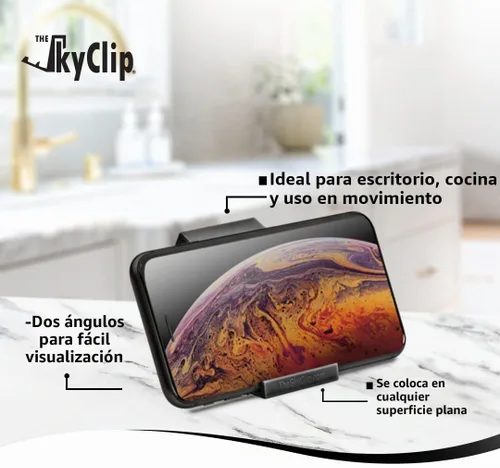 Vista 4 de The SkyClip Soporte de mesa para teléfono celular de avión para la parte trasera del asiento y soporte resistente para teléfono, compatible