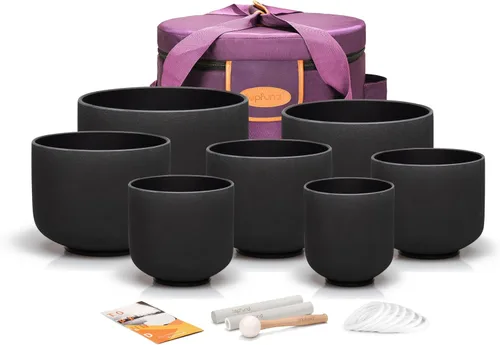 Vista 16 de TOPFUND Juego de 7 cuencos cantantes de cristal de 6 a 10 pulgadas de 432 Hz con fundas de transporte y mazos de cuenco para cantar
