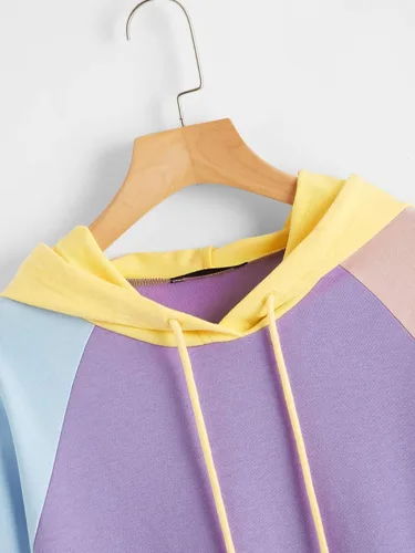 Vista 3 de DIDK Sudadera con capucha para mujer de manga larga con cordón de colorblock