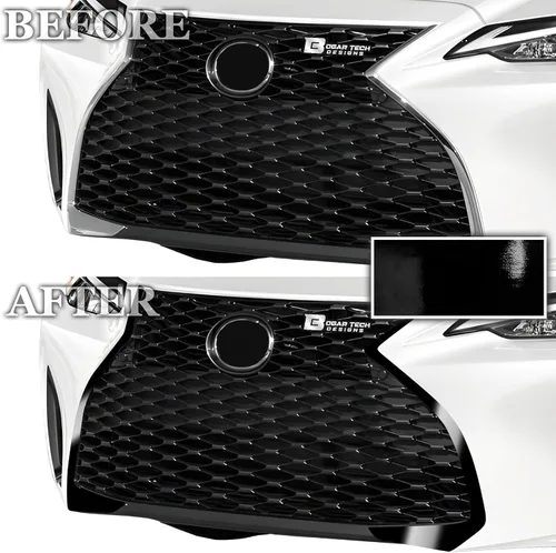 Vista 3 de BOGAR TECH DESIGNS Calcomanía de vinilo de repuesto para rejilla frontal cromada compatible con Lexus 2021-2025, negro brillante