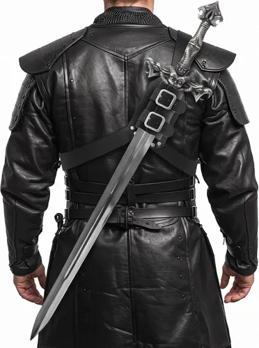 Vista 10 de Back Sword Holster Medieval Sword Holder Frog Marrón