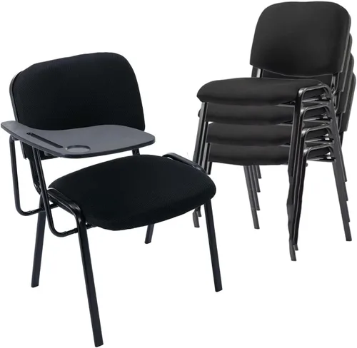 Vista 9 de Shunzhi Juego de 5 sillas de sala de espera apilables para sala de conferencias, silla de invitados con brazo para tableta para sala de descanso