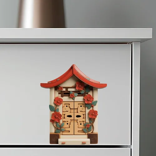 Vista 5 de Casa tradicional japonesa - Adhesivo de pared para puerta de hadas