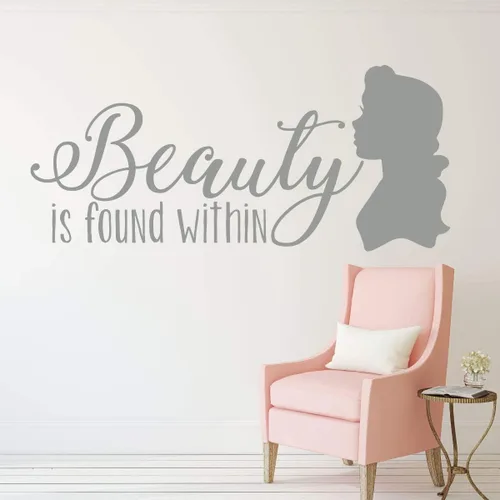 Vista 3 de Beauty and the Beast Decoration - Beauty is Found Within Quote from Belle - Children and Teen Home Decor for Bedroom, Girl's Room, Nursery, Bathroom