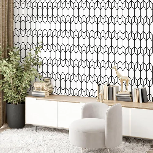 Vista 3 de Papel tapiz de rayas para despegar y pegar, moderno, extraíble, decorativo, bohemio, temporal, impermeable, geométrico, autoadhesivo
