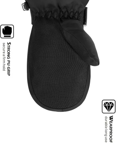 Vista 3 de HIGHCAMP Guantes de invierno para niños y niñas, guantes de nieve impermeables con correa de permanencia