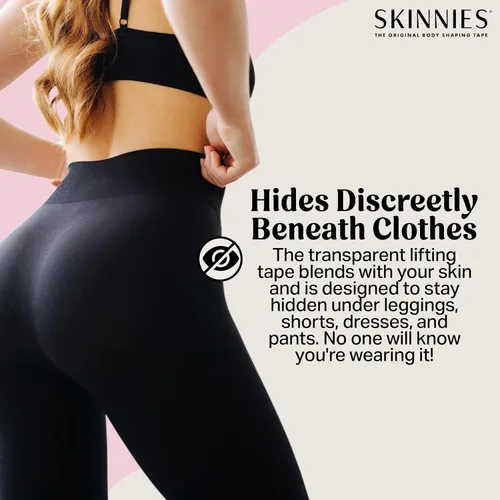Vista 4 de Skinnies - Elevadores de fondo instantáneos, patentados fabricados en Estados Unidos, tiras adhesivas transparentes que levantan instantáneamente
