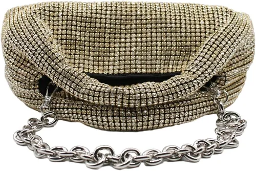 Vista 4 de UMREN Bolso de mano anudado con purpurina completa para mujer, con diamantes de imitación de cristal, bolso cruzado de noche con diamantes