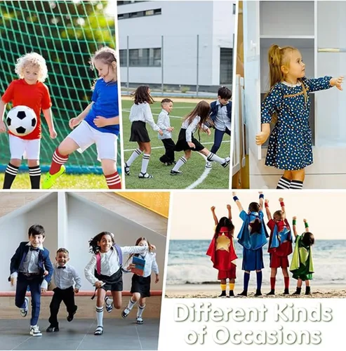Vista 12 de Century Star Calcetines de fútbol de algodón para niños y jóvenes, calcetines de tubo suave, hasta la rodilla, calcetines deportivos largos
