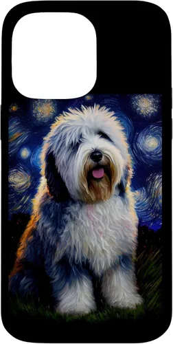 Vista 21 de Old English Sheepdog in Starry Night Painting Dog Mom Dad Case for iPhone 17