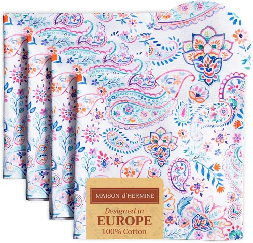 Vista 171 de Maison d' Hermine Juego de 4 servilletas de tela 100% algodón, suaves y duraderas, servilletas cuadradas reutilizables para uso diario, lavables