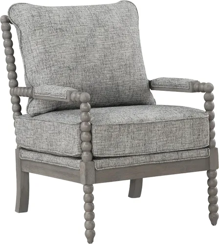 Vista 12 de OSP Home Furnishings Abbott Spindle - Silla decorativa con asiento acolchado de resorte y base gris cepillado, tela azul celeste