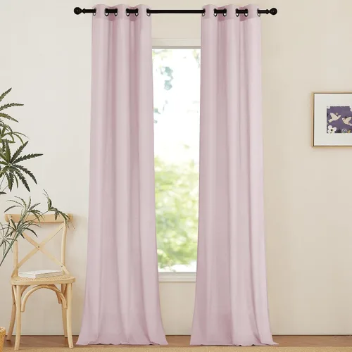 Vista 125 de NICETOWN - Cortinas de lino angora para ventana de cocina sobre el fregadero, con ojales, lino grueso angora, tratamientos cortos para ventanas
